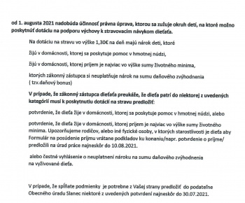 Aktuality / Zmeny v dotácii na stravovanie detí v ZŚ - foto