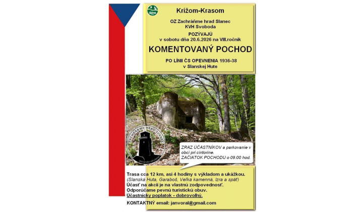 KOMENTOVANÝ POCHOD PO LÍNII ČS OPEVNENIA  - 20.6.2026