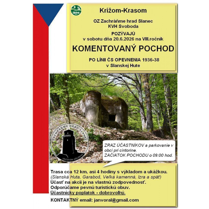 KOMENTOVANÝ POCHOD PO LÍNII ČS OPEVNENIA  - 20.6.2026